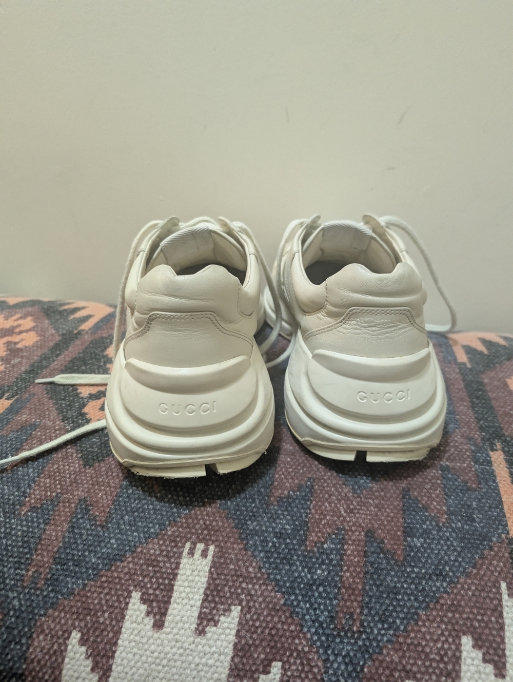 Gucci Rhyton Cream Leather Men's Sneakers Size US 9, Gucci 8 - Picture 3 of 15